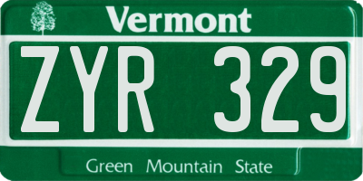 VT license plate ZYR329