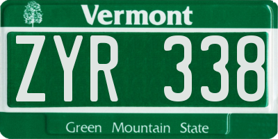 VT license plate ZYR338
