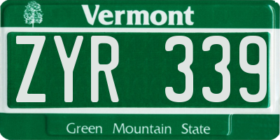 VT license plate ZYR339