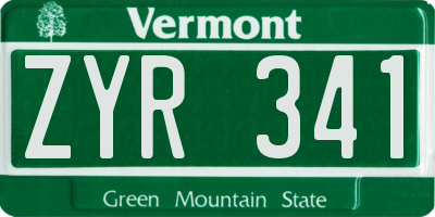 VT license plate ZYR341