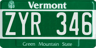 VT license plate ZYR346