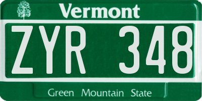 VT license plate ZYR348