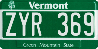 VT license plate ZYR369