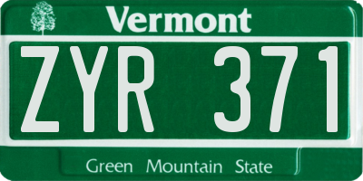 VT license plate ZYR371