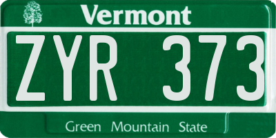 VT license plate ZYR373