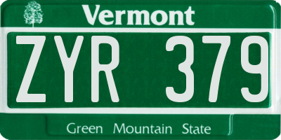 VT license plate ZYR379