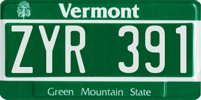 VT license plate ZYR391