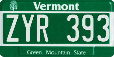 VT license plate ZYR393