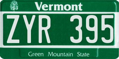 VT license plate ZYR395