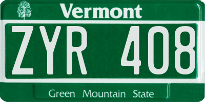 VT license plate ZYR408