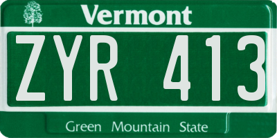 VT license plate ZYR413