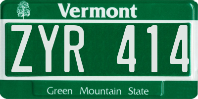 VT license plate ZYR414