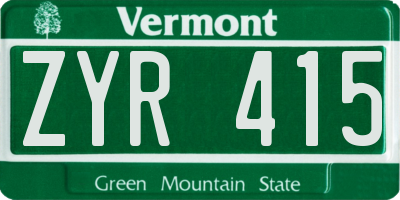 VT license plate ZYR415