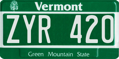VT license plate ZYR420