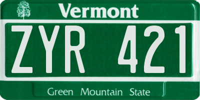VT license plate ZYR421