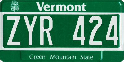 VT license plate ZYR424