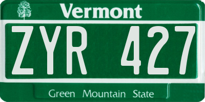VT license plate ZYR427