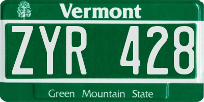VT license plate ZYR428