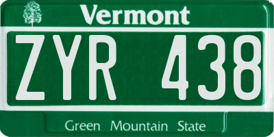 VT license plate ZYR438