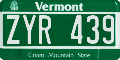 VT license plate ZYR439