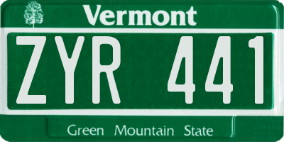 VT license plate ZYR441