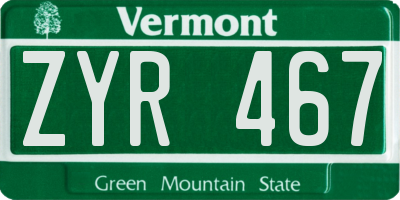 VT license plate ZYR467