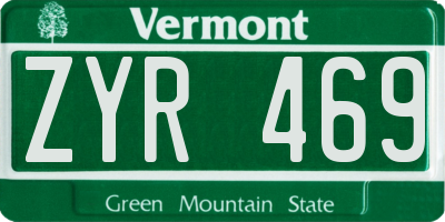 VT license plate ZYR469