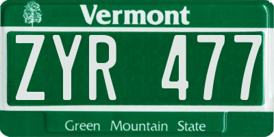 VT license plate ZYR477