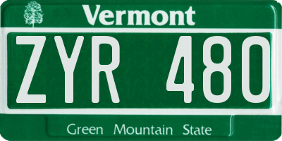 VT license plate ZYR480