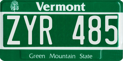 VT license plate ZYR485