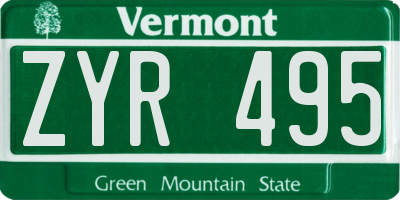 VT license plate ZYR495