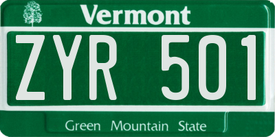 VT license plate ZYR501