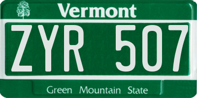 VT license plate ZYR507