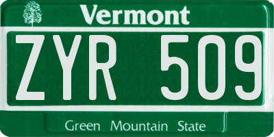 VT license plate ZYR509