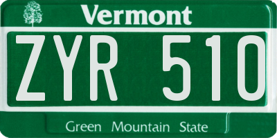 VT license plate ZYR510