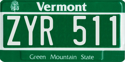 VT license plate ZYR511