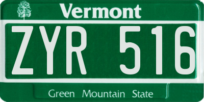 VT license plate ZYR516
