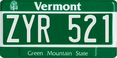 VT license plate ZYR521