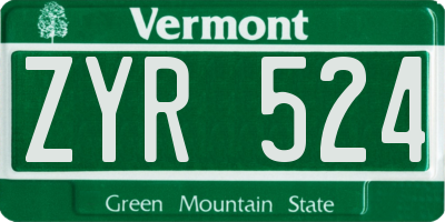 VT license plate ZYR524