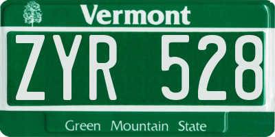 VT license plate ZYR528