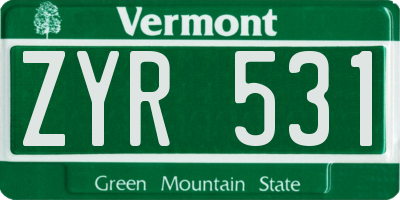 VT license plate ZYR531