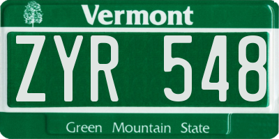 VT license plate ZYR548