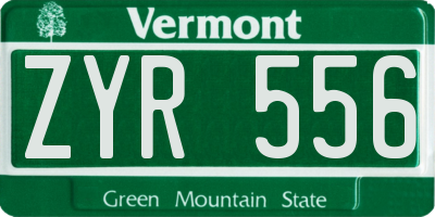 VT license plate ZYR556