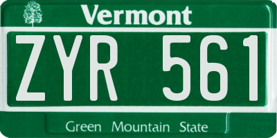 VT license plate ZYR561