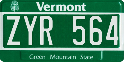 VT license plate ZYR564