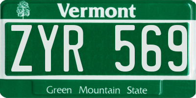 VT license plate ZYR569
