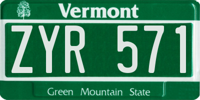 VT license plate ZYR571
