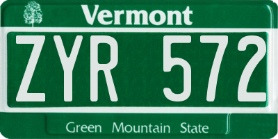 VT license plate ZYR572