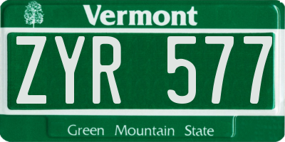VT license plate ZYR577