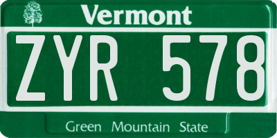 VT license plate ZYR578